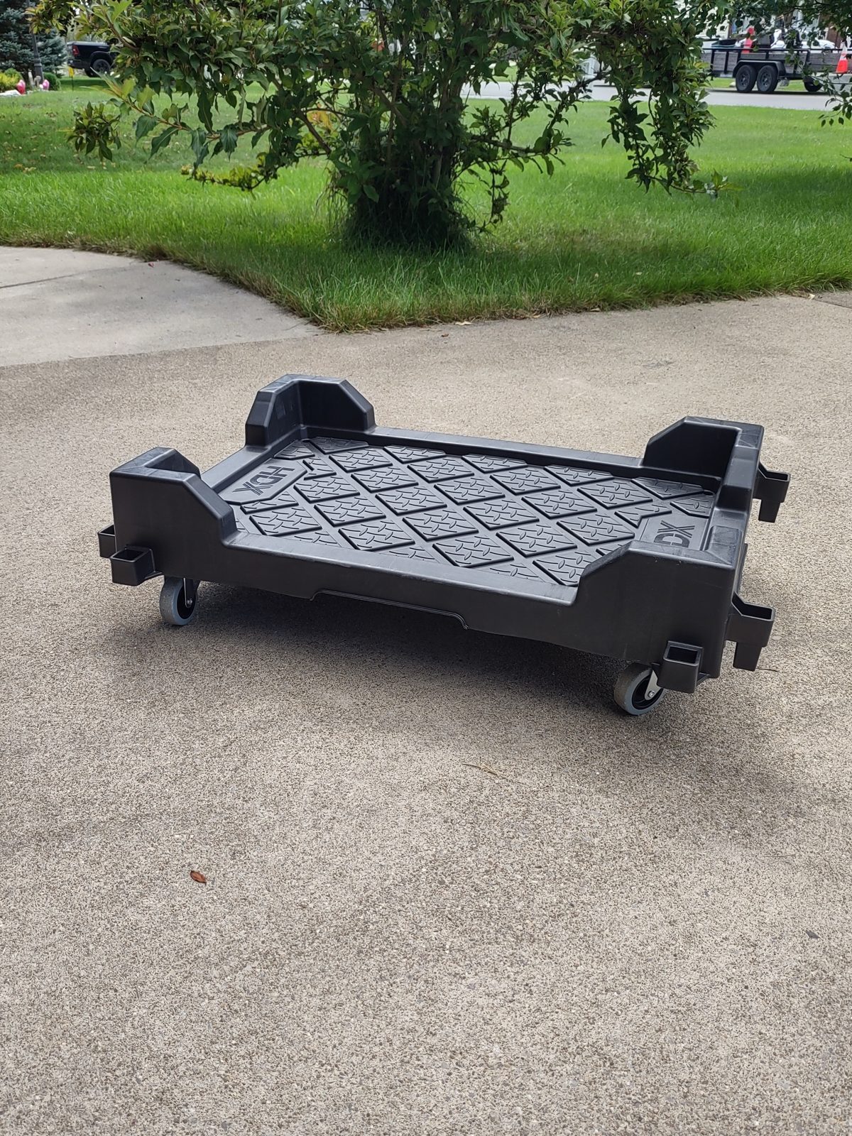 Buffalo Tote Rental's heavy-duty flat dolly, included with most tote rental packages